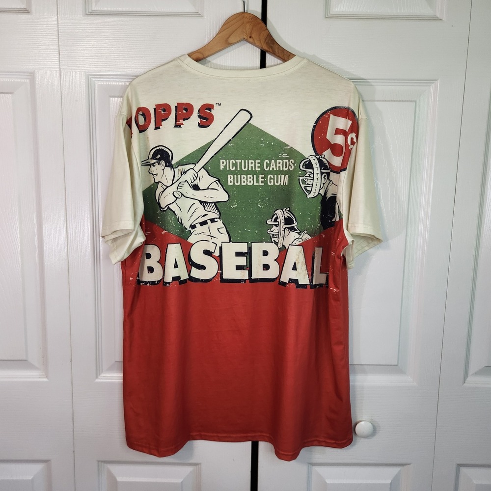 Topps Baseball Picture Cards Bubble Gum Vintage Style Graphic T-Shirt XXL Retro - Picture 2 of 7